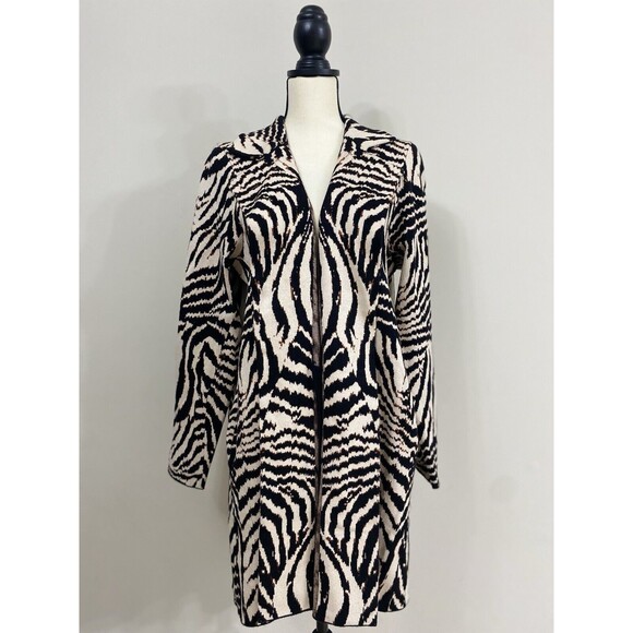 LIVERPOOL Open Front Cardigan Sweater Coat Abstract Zebra Jacquard New Size XL - Picture 16 of 16